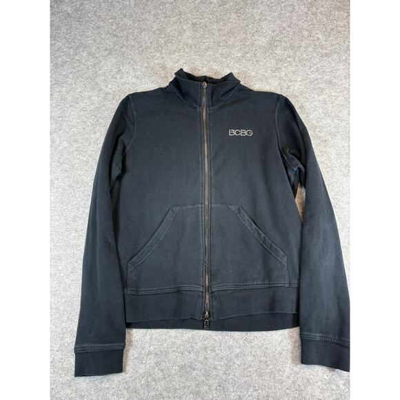 BCBGMAXAZRIA Full Zip Jacket Womens Medium Black Sequin Bling Crown Logo - Picture 6 of 9